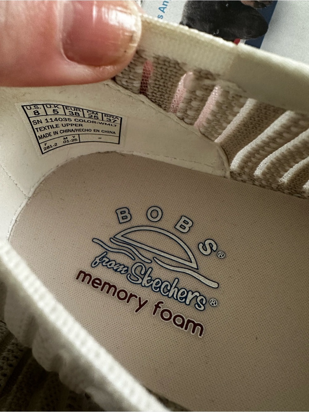 Sketchers Bob’s Comfort Knit Slip-On Flats in Off-White - Picture 7 of 8